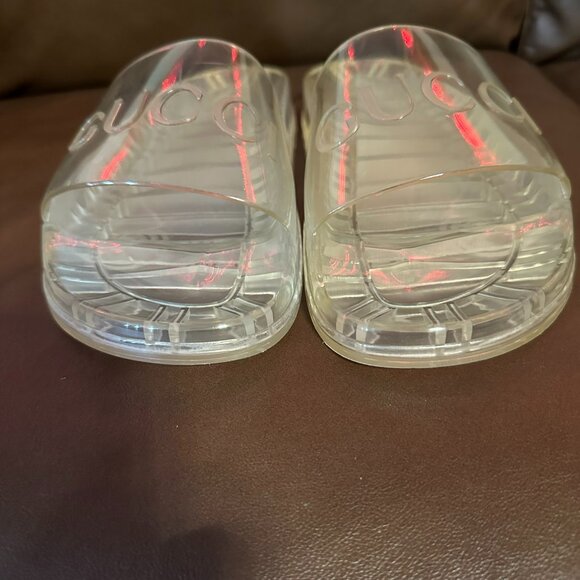 Gucci Transparent Rubber Logo Slides - Picture 2 of 11